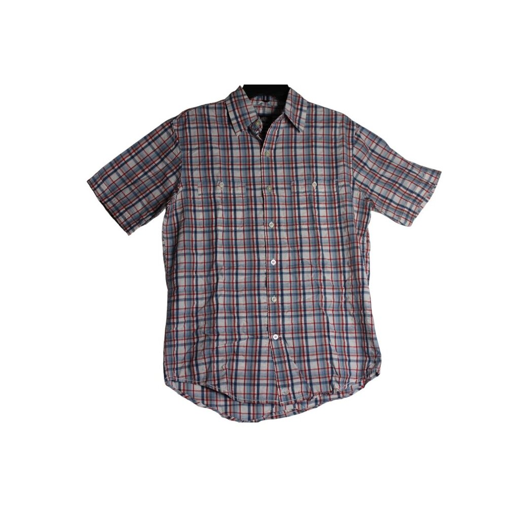 Timberland Short Sleeve Button Down Red White Blue Patriotic Shirt Mens Small